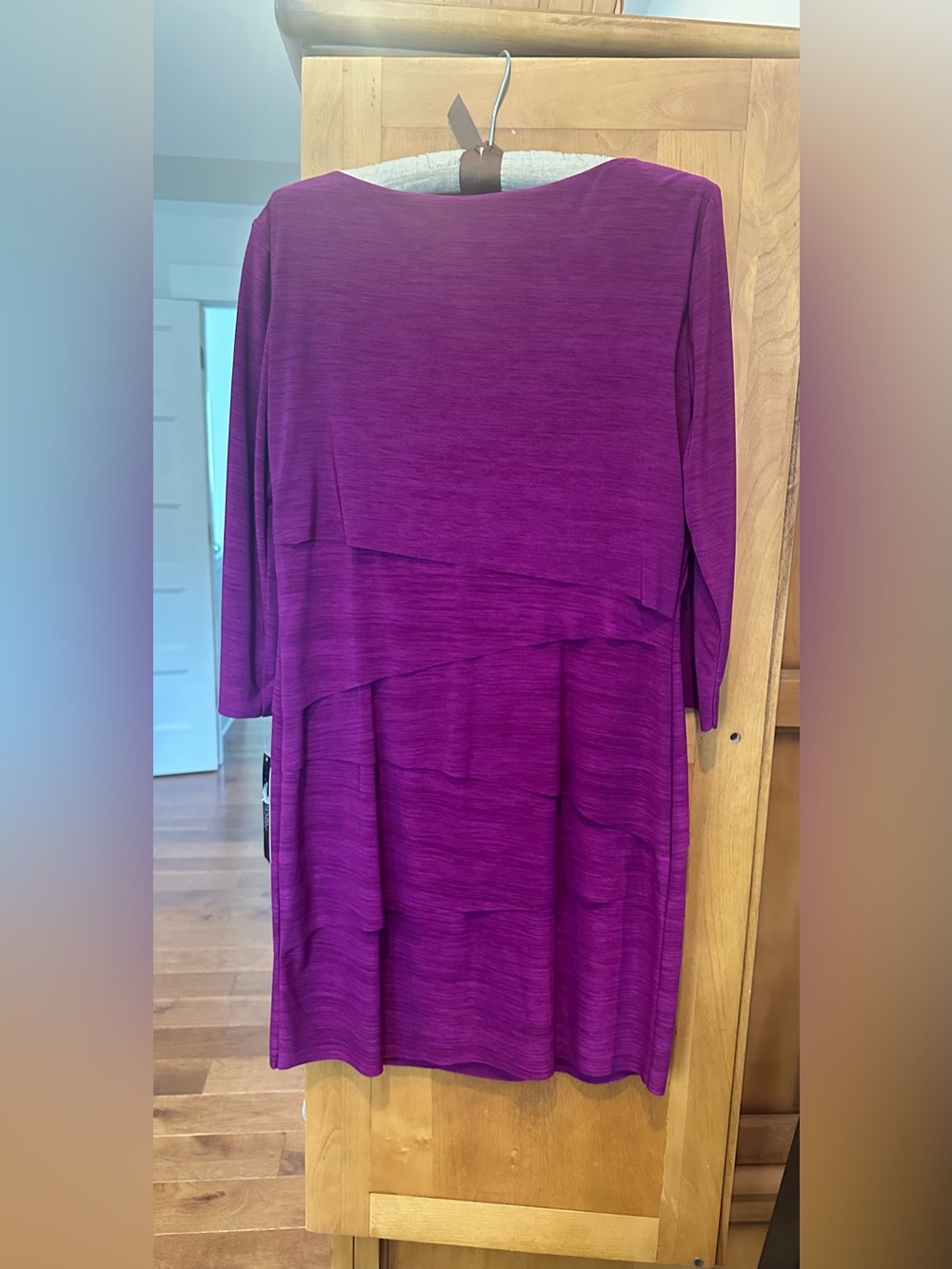 NWT Tahari Layered magenta dress 3/4 sleeves womens 10P